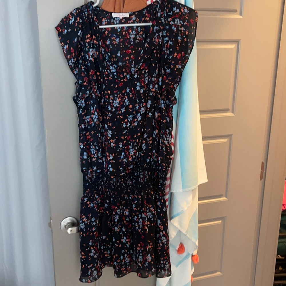 Parker smocked dress with flutter sleeves